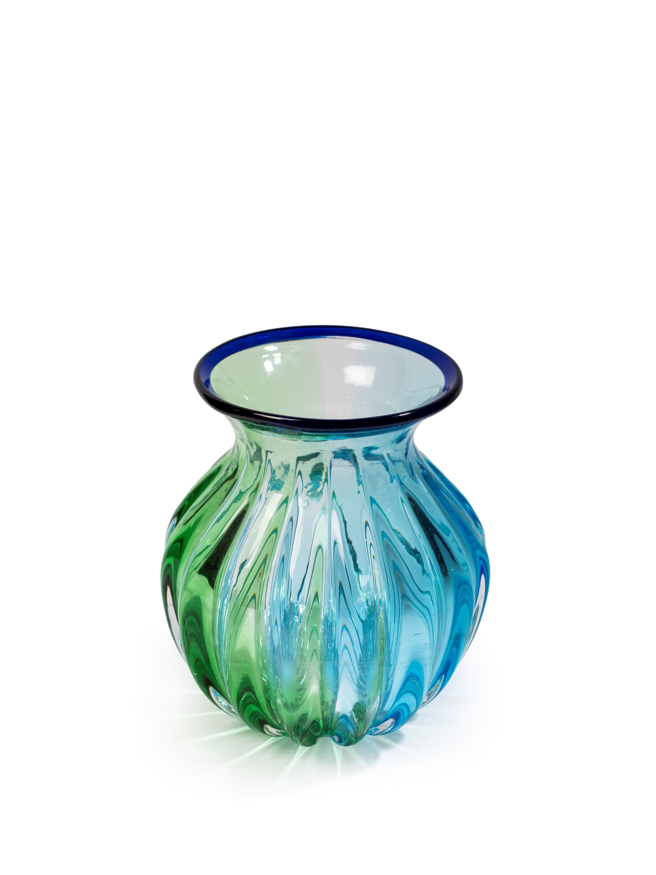 Murano - Vaso in vetro soffiato a coste ottiche (anni '70 ca.)