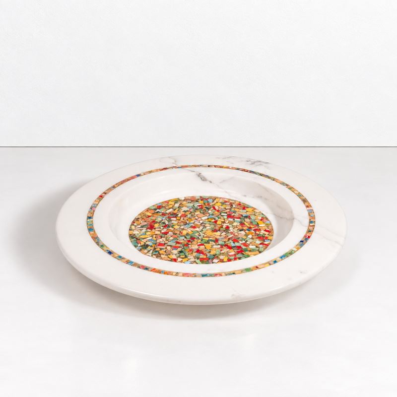Giulio Lazzotti - Grande piatto in marmo e mosaico