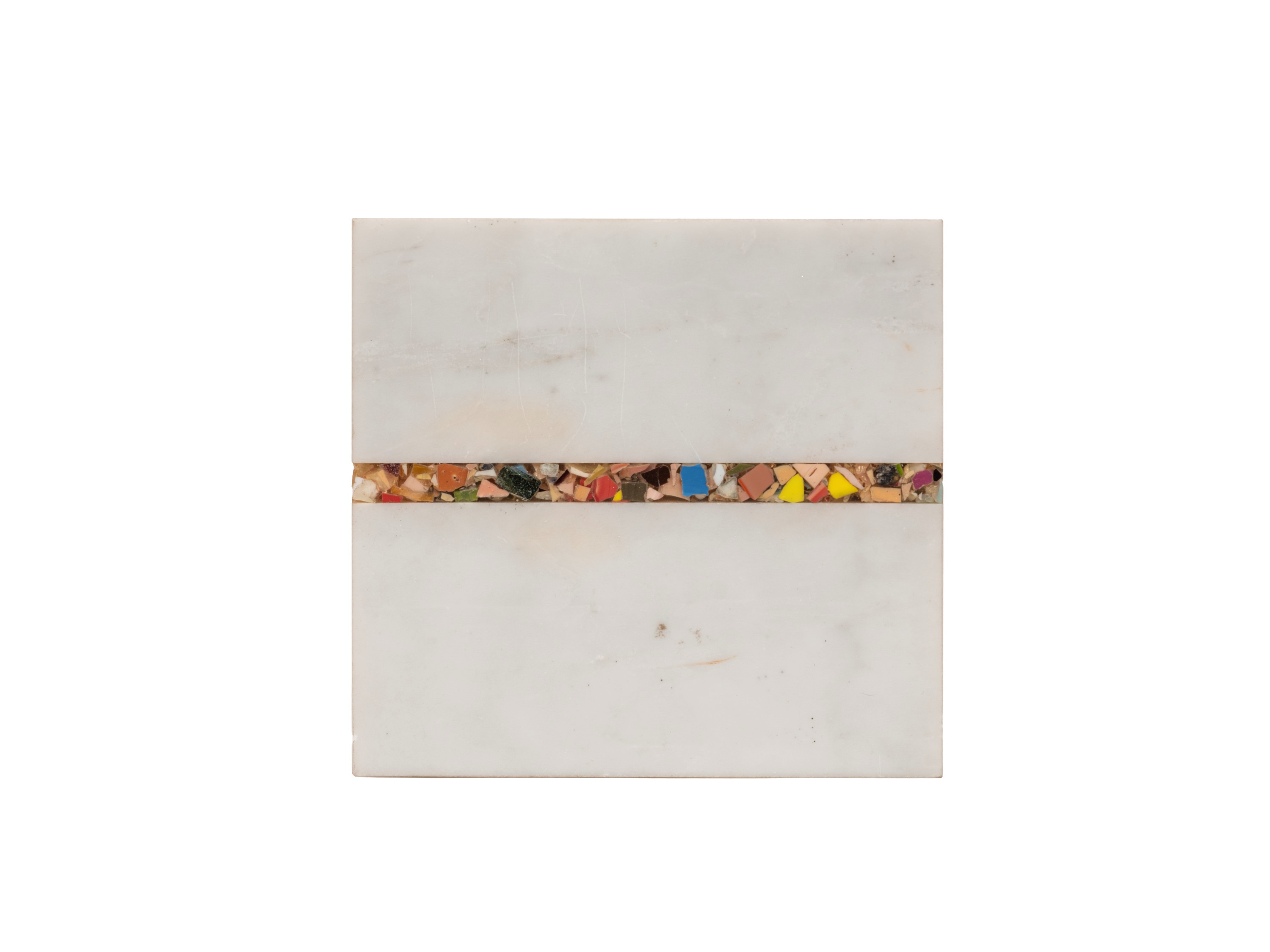 Giulio Lazzotti - Fermacarte in marmo bianco e mosaico