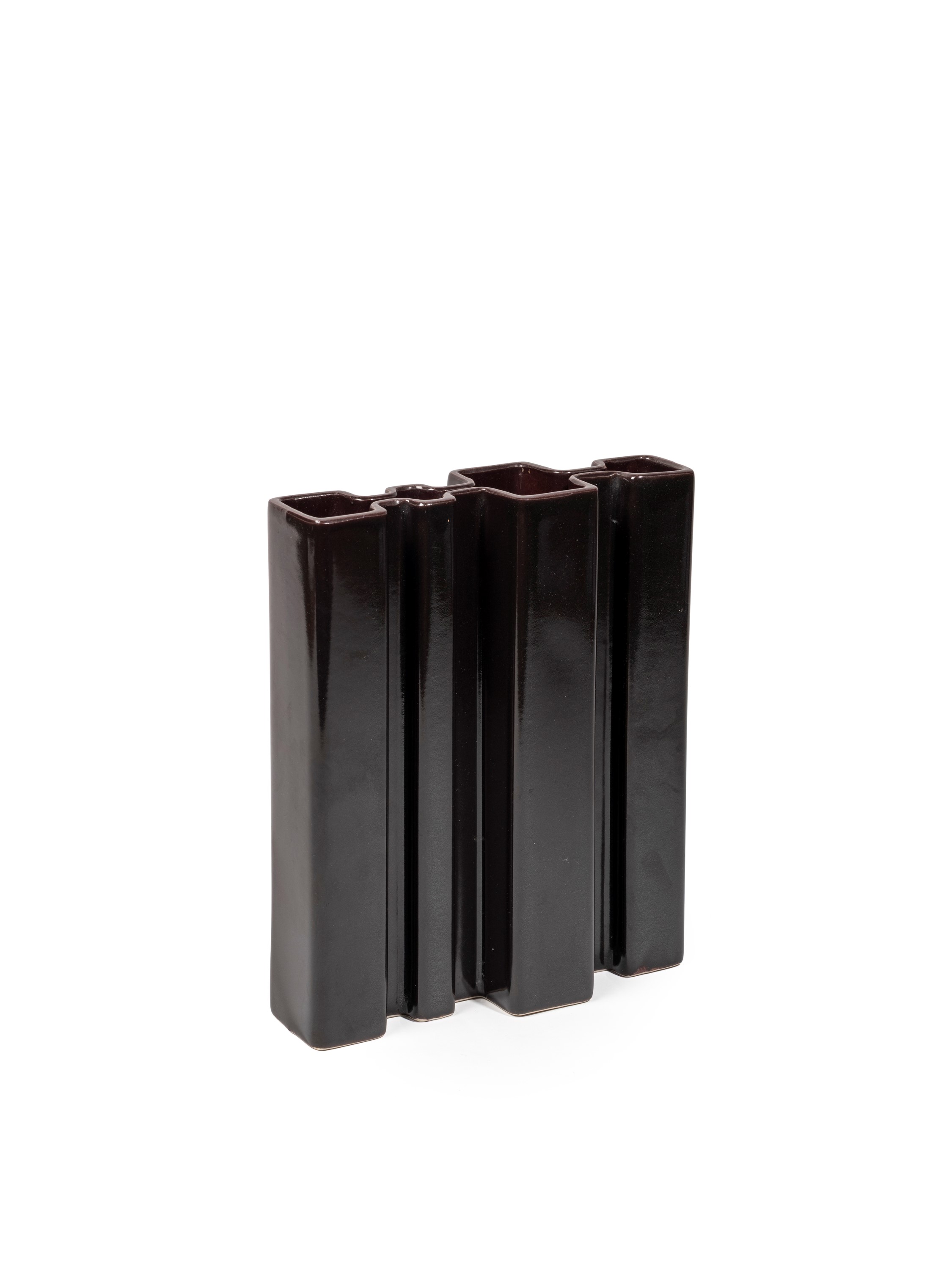 Angelo Mangiarotti - Vaso modello M5 in ceramica color manganese