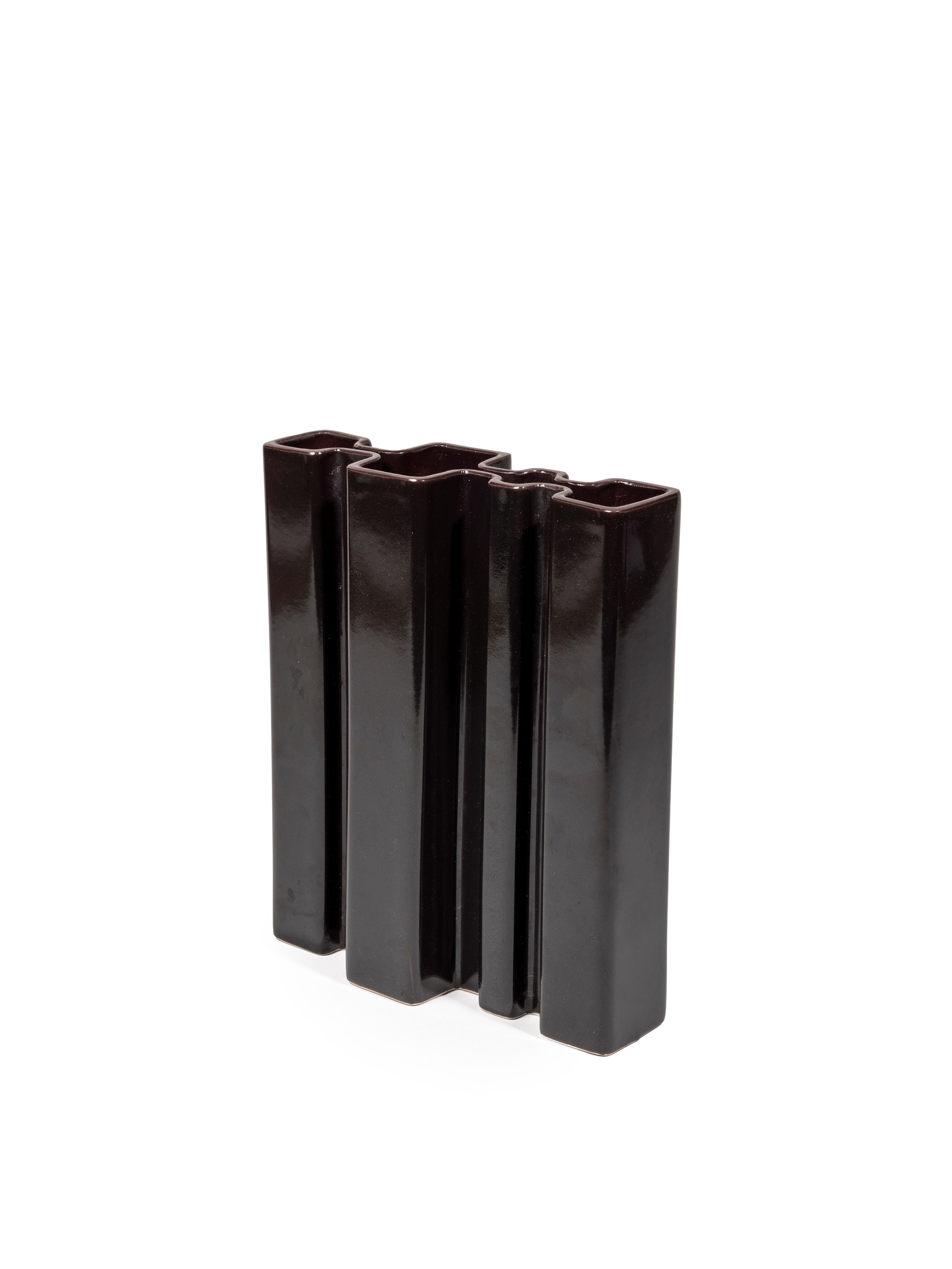 Angelo Mangiarotti - Vaso modello M5 in ceramica color manganese