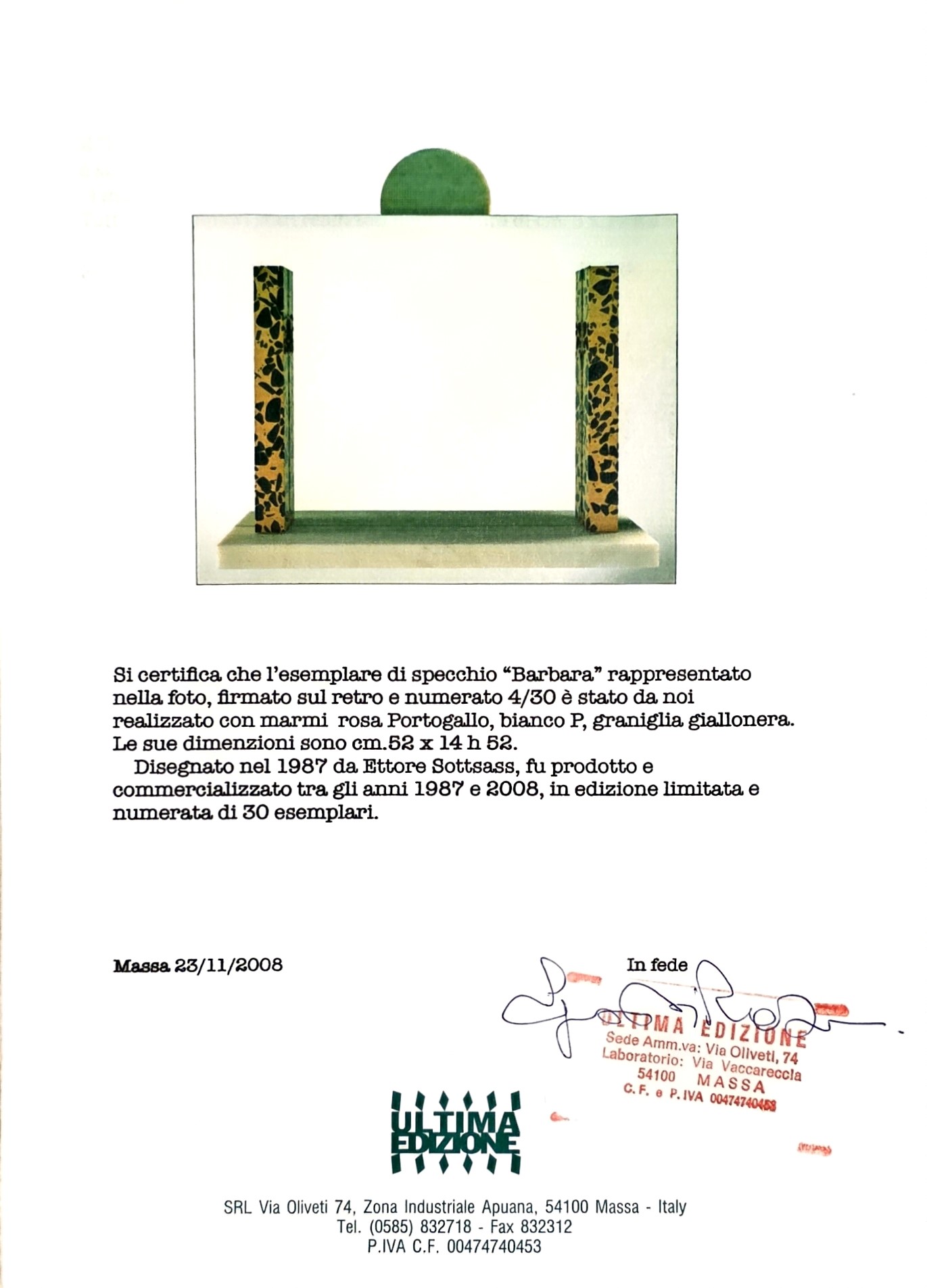 Ettore Sottsass - Specchio modello Barbara