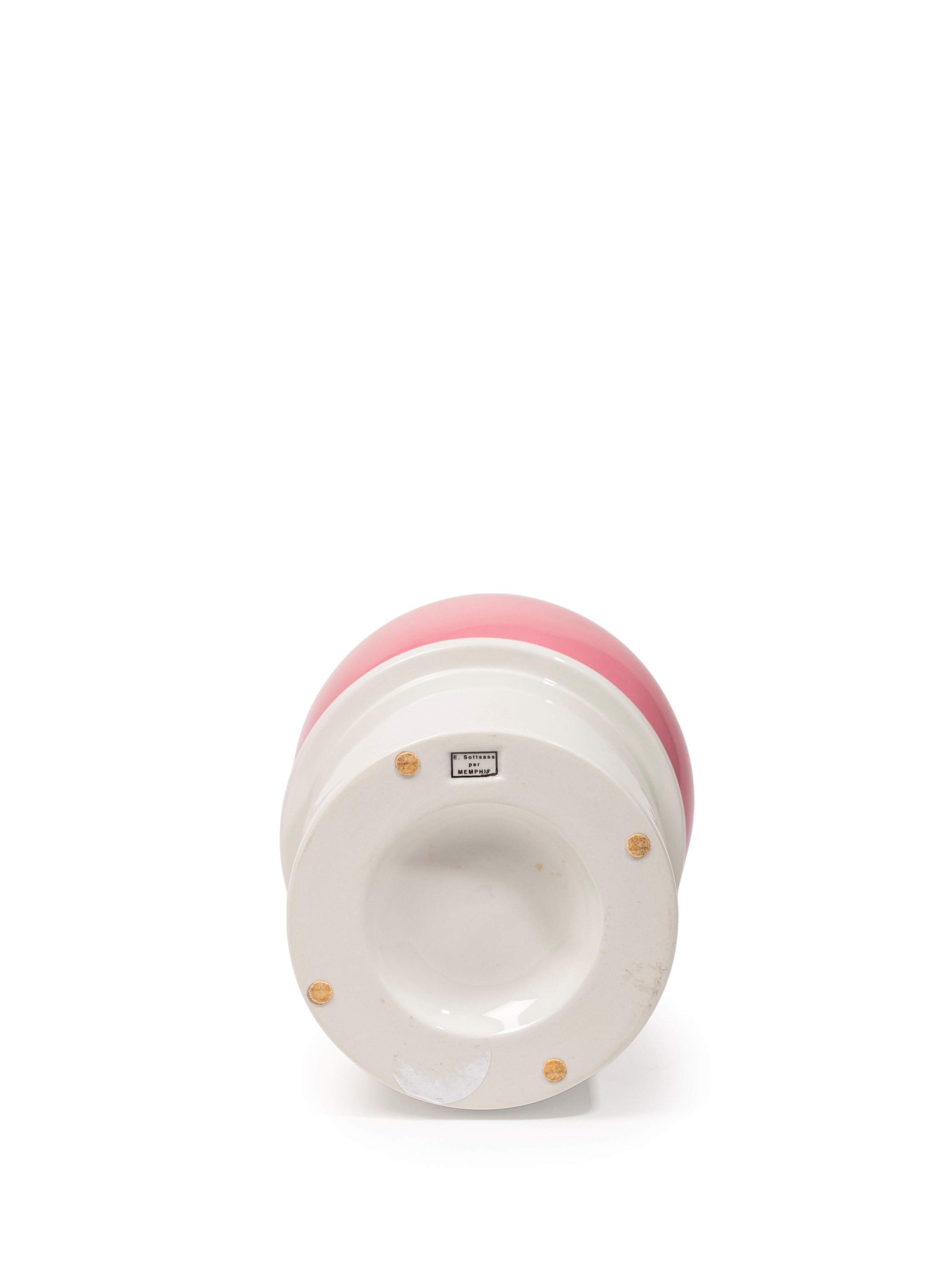 Ettore Sottsass - Vaso modello Nilo, porcellana bianca con elementi geometrici, 1983 ca.