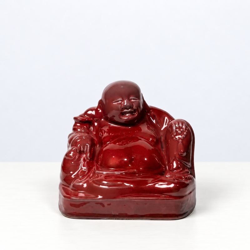 Gio Ponti - Scultura Buddha modello 5762 in terraglia con smalto rosso celadon