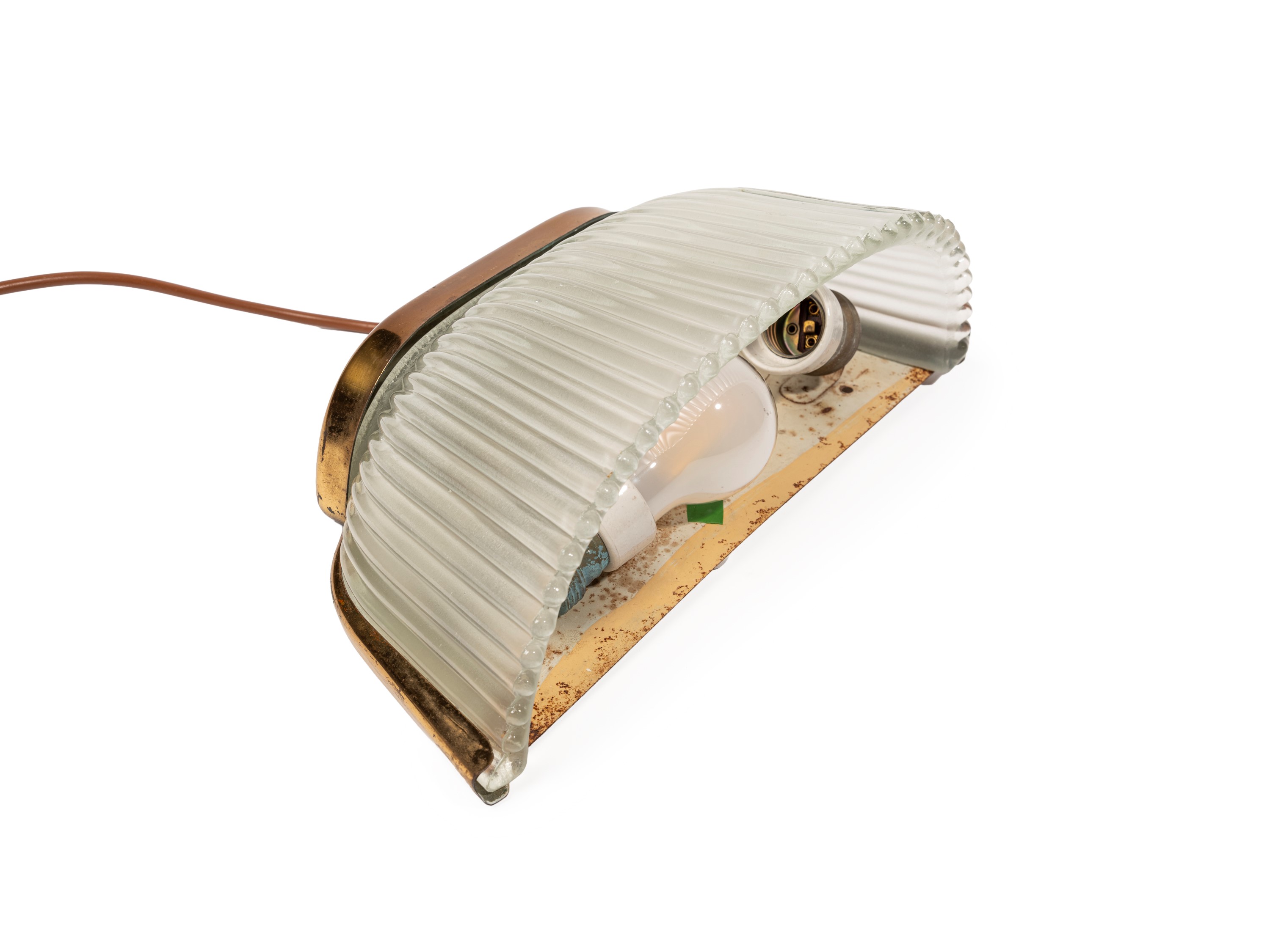 Seguso - Lampada da parete in ottone nichelato e vetro (anni '50 ca.)