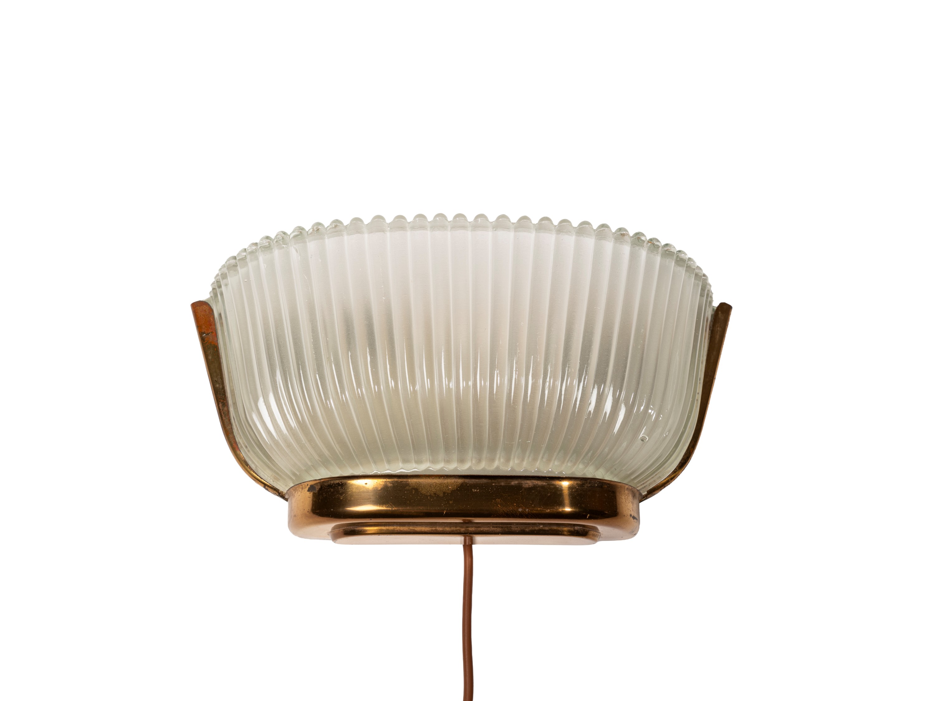 Seguso - Lampada da parete in ottone nichelato e vetro (anni '50 ca.)