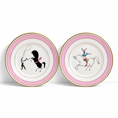 Piatti decorativi del «Circo equestre», porcellana policroma