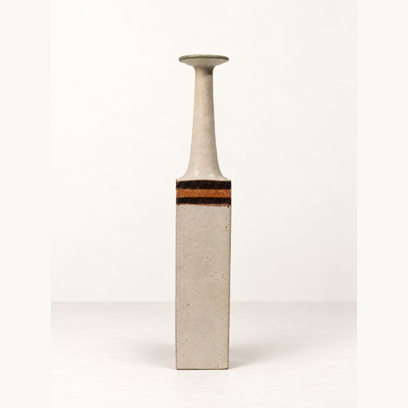 Bruno Gambone - Vaso in gres smaltato a sezione quadrata (anni '70 ca.)