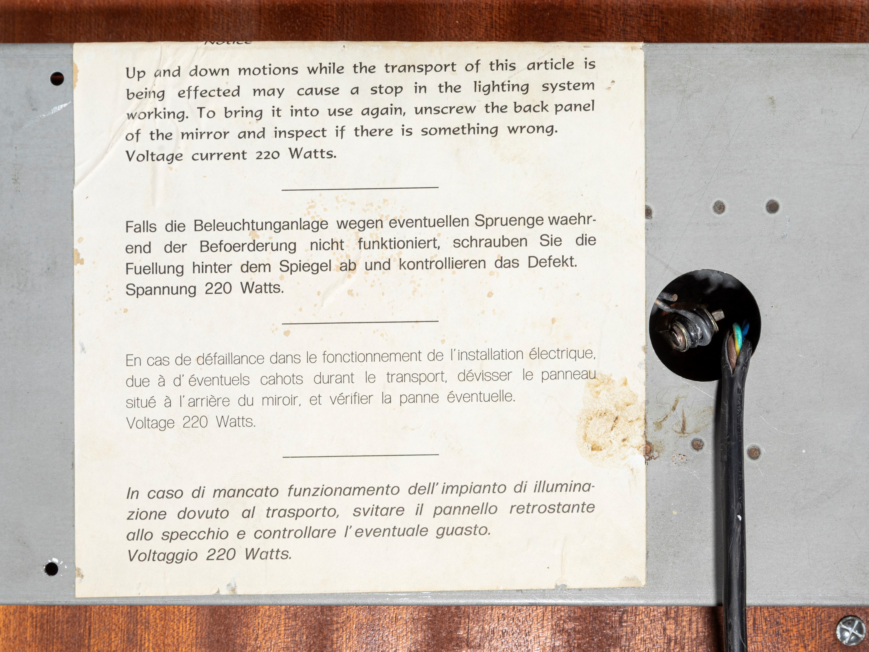 Gianni Celada - Specchio luminoso da parete con decorazione serigrafata in oro