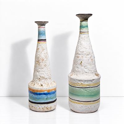 Grandi vasi (coppia), ceramica smaltata policroma