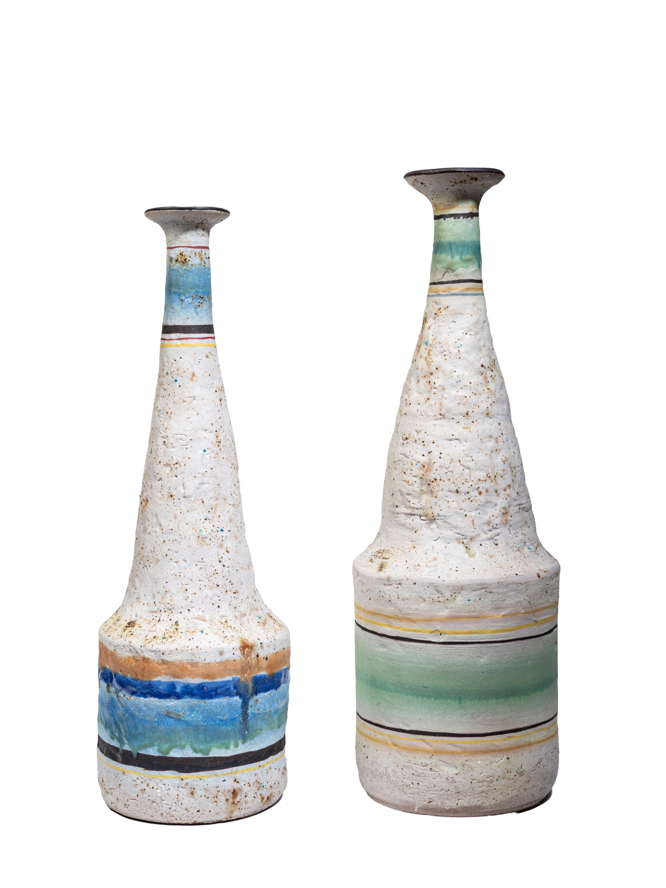 Ivo De Santis - Grandi vasi (coppia), ceramica smaltata policroma