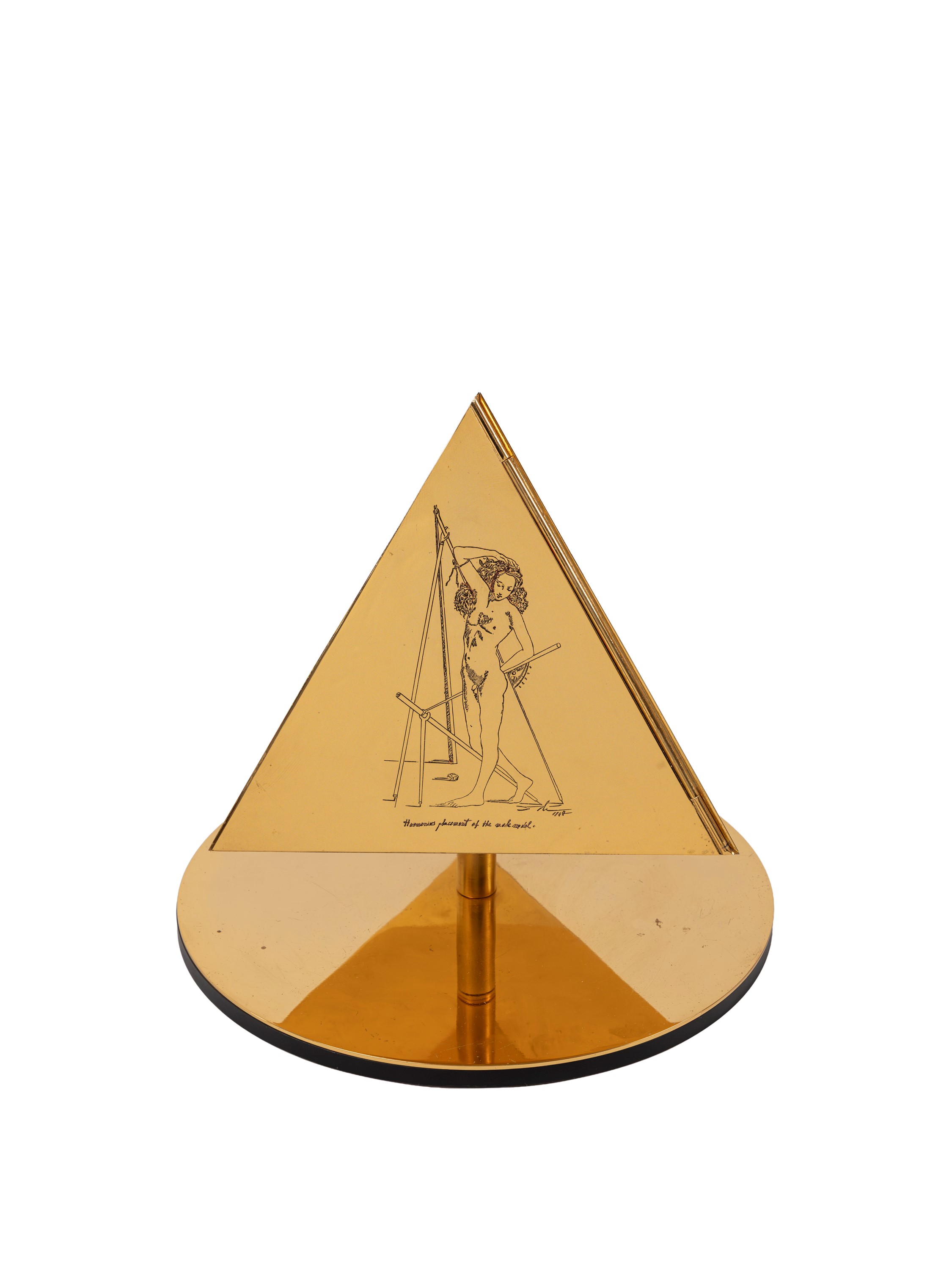 Salvador Dalì - Lampada da tavolo “Il Tetraedro – Il Fuoco”, metallo dorato