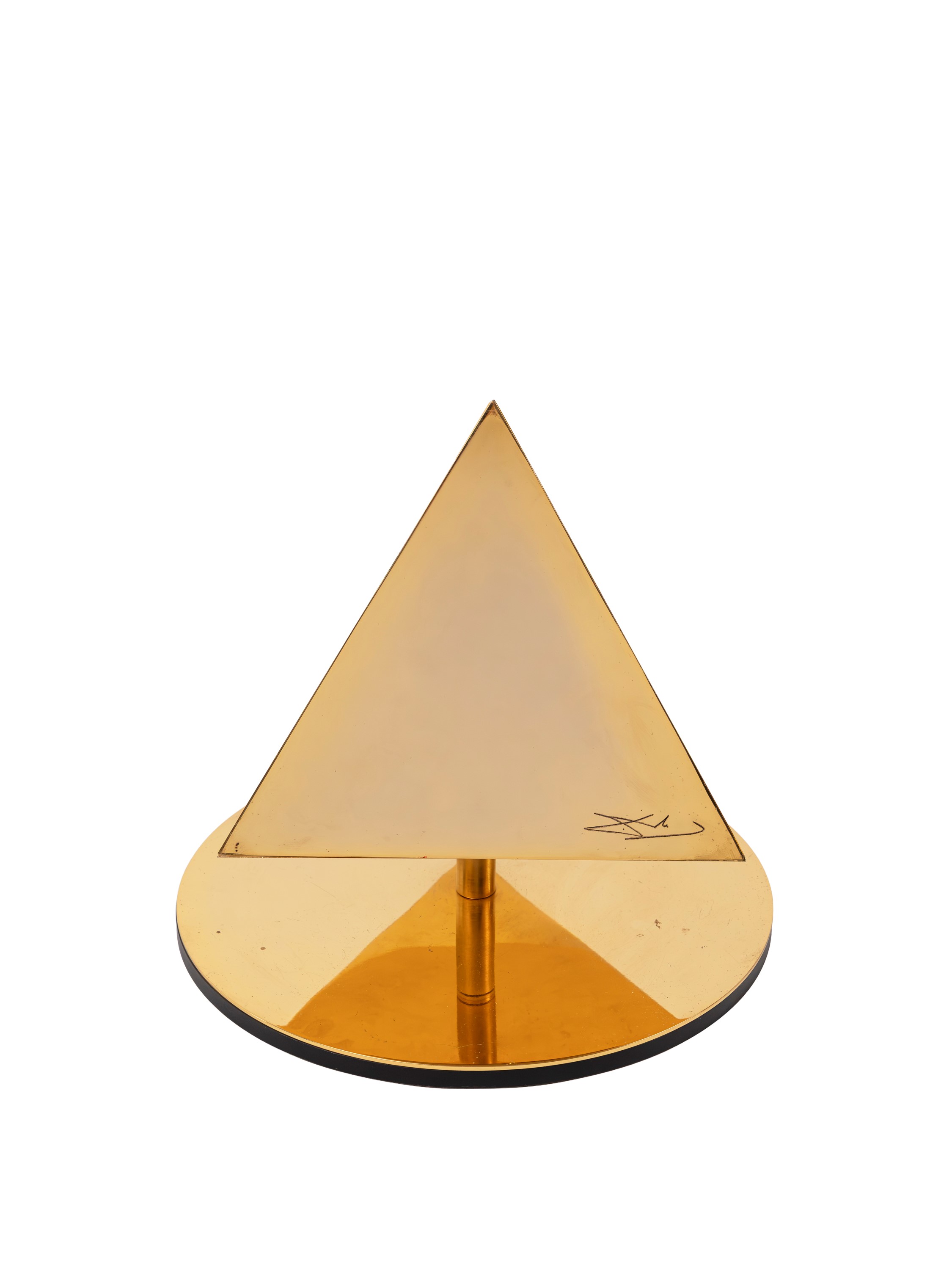 Salvador Dalì - Lampada da tavolo “Il Tetraedro – Il Fuoco”, metallo dorato