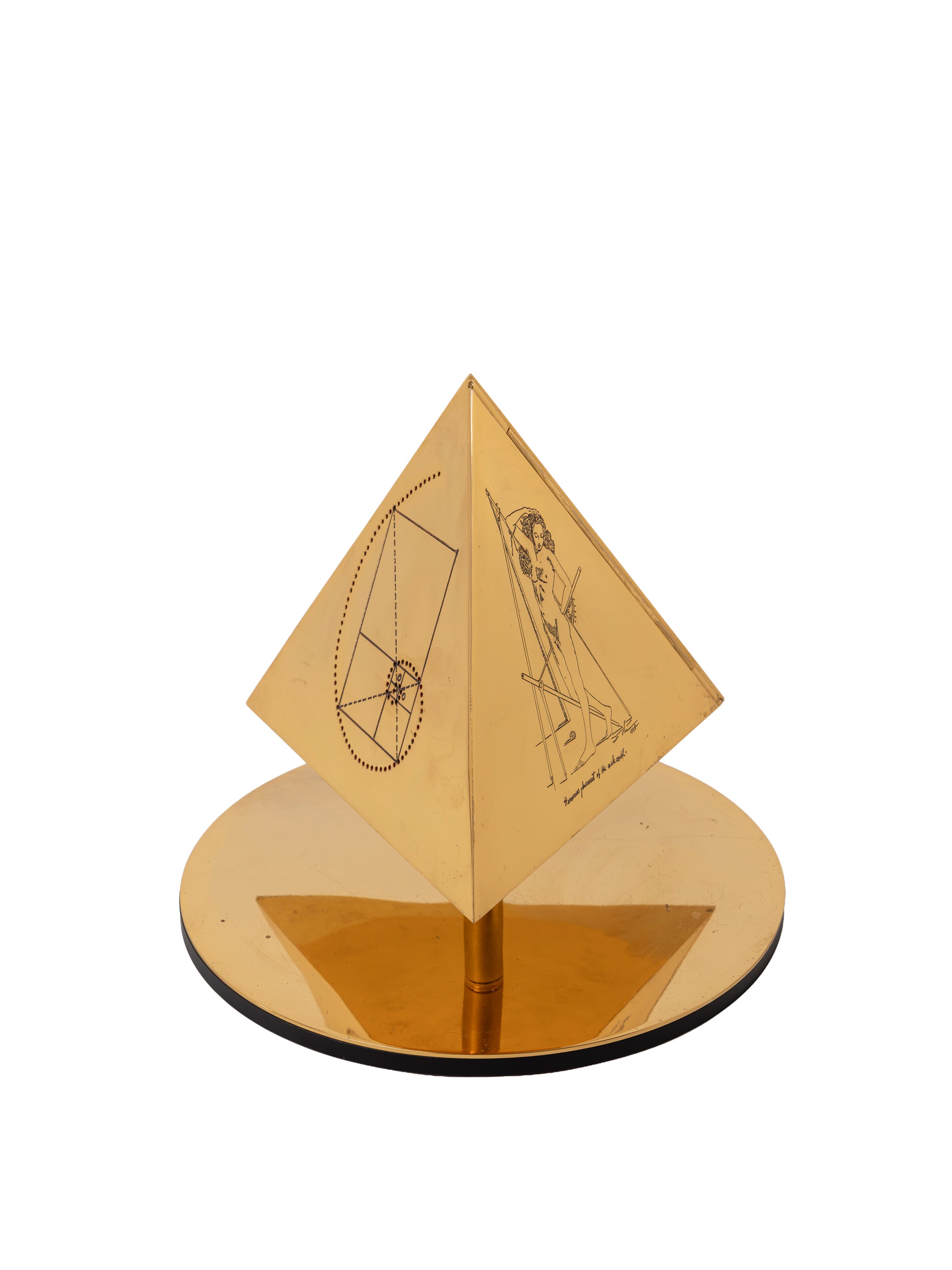 Salvador Dalì - Lampada da tavolo “Il Tetraedro – Il Fuoco”, metallo dorato