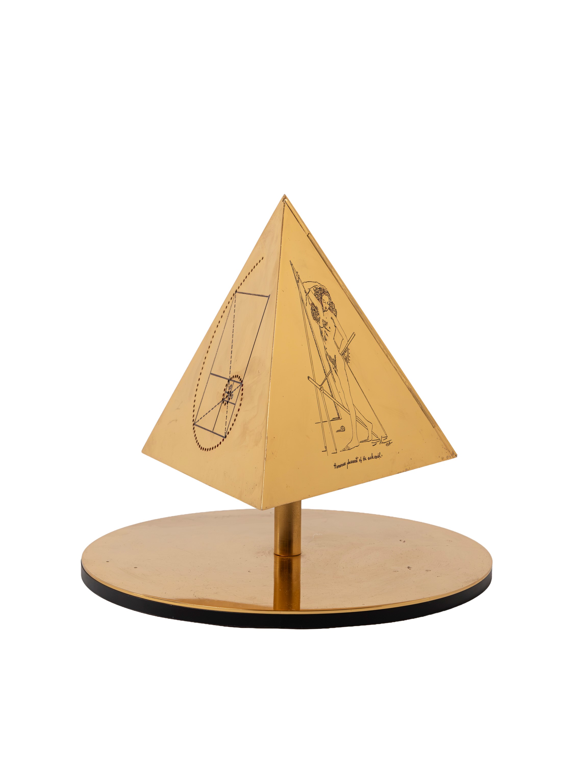 Salvador Dalì - Lampada da tavolo “Il Tetraedro – Il Fuoco”, metallo dorato