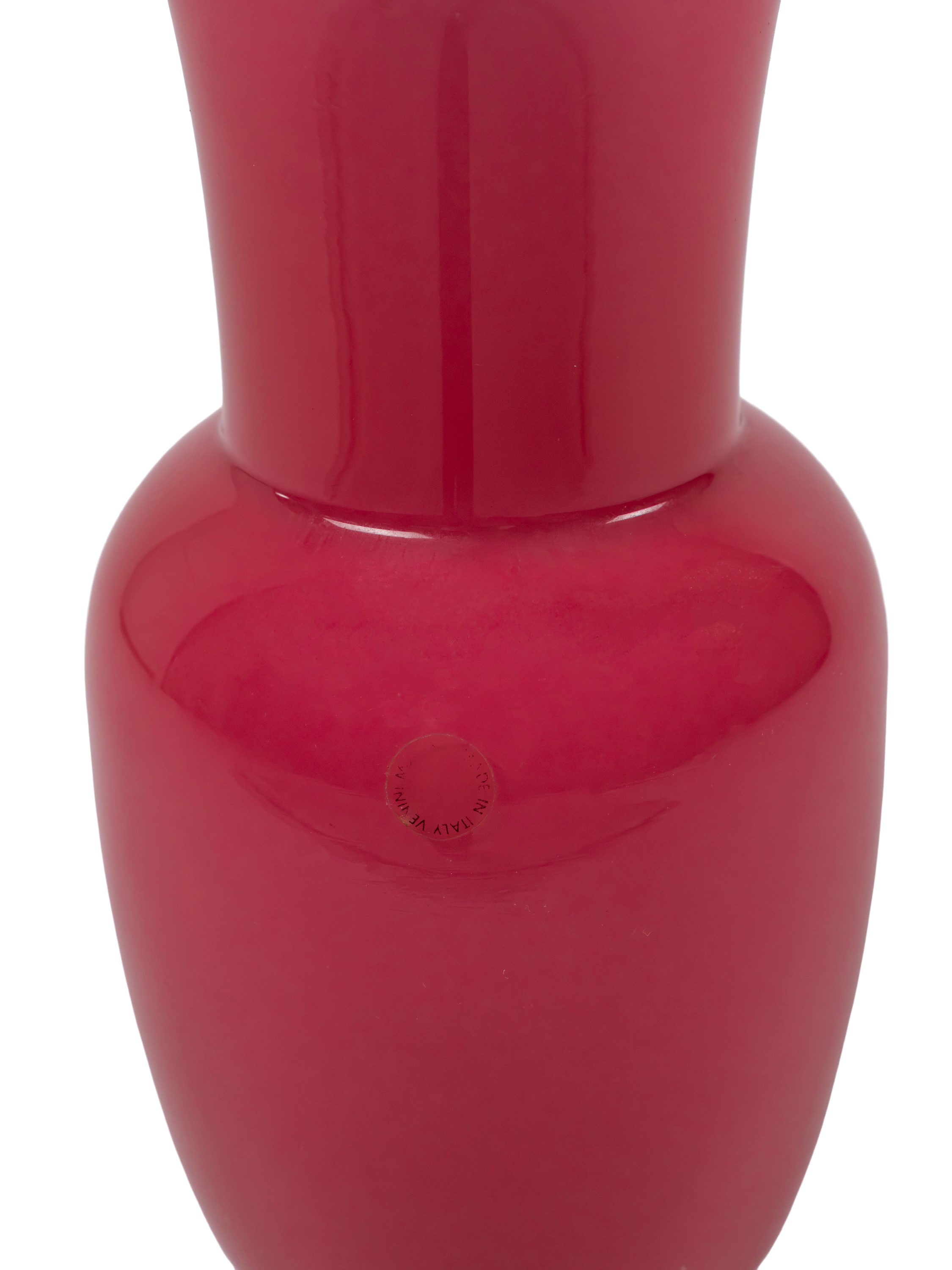 Venini - Vaso modello opalino in vetro incamiciato rosa, 1991
