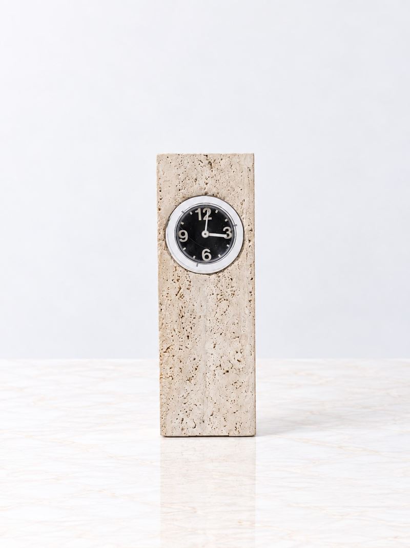 Fratelli Mannelli - Orologio da tavolo in travertino, produzione UP & UP (anni '70 ca.)