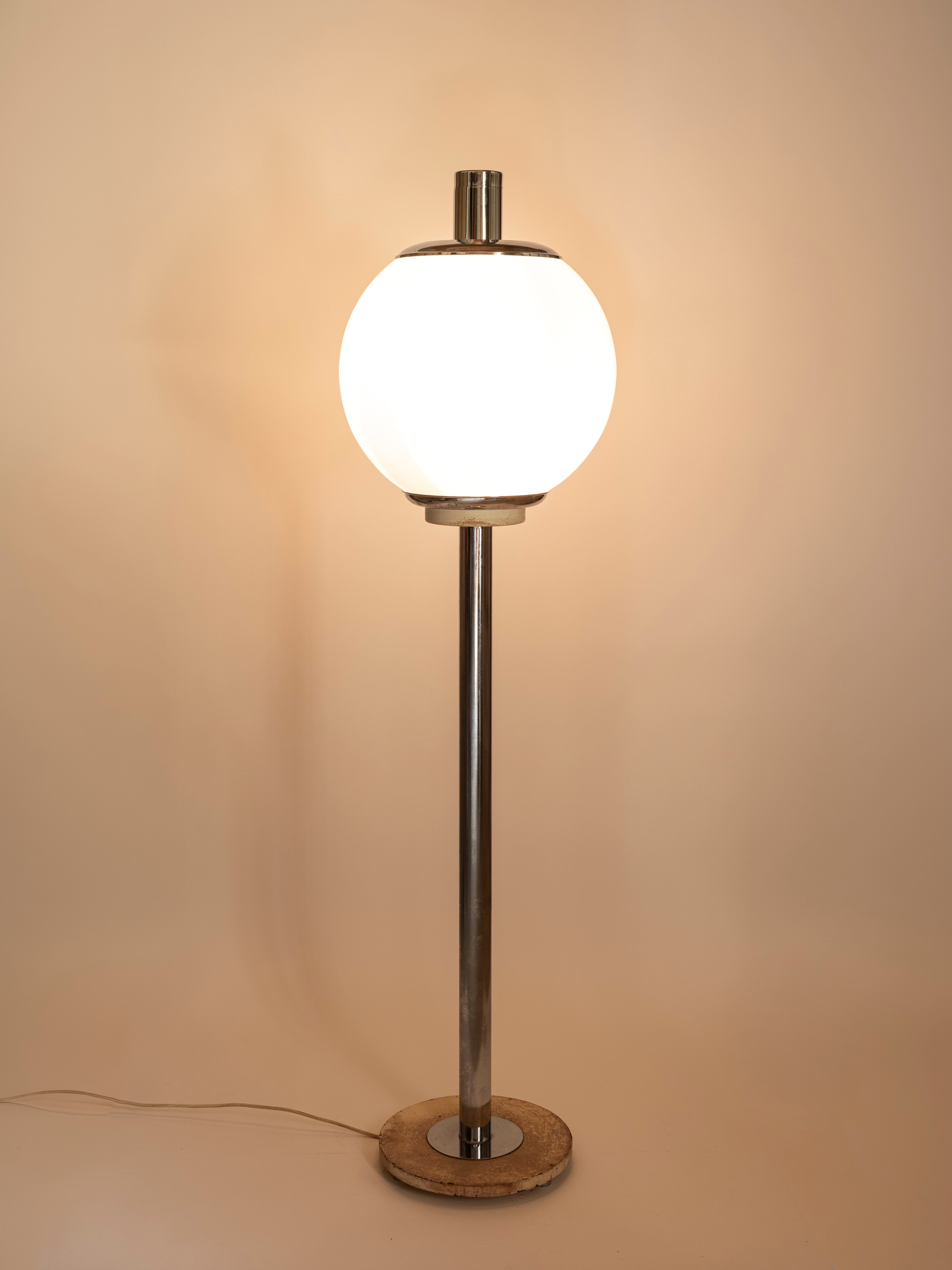 Selenova - Lampada da terra in metallo e vetro, stile space age (anni '70 ca.)