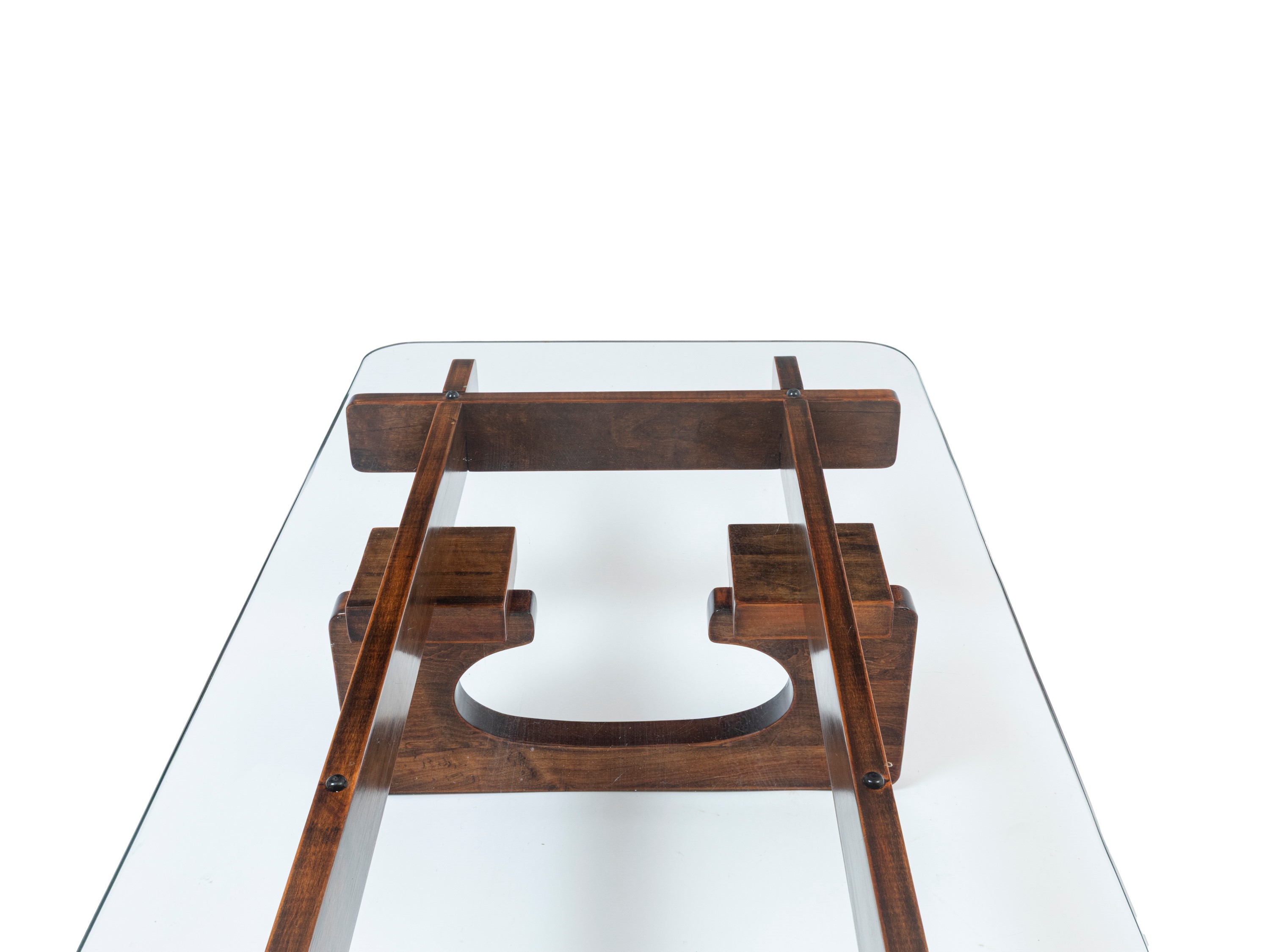 Produzione sudamericana, Tavolo basso con struttura in legno e piano in vetro (anni ’60 ca.)