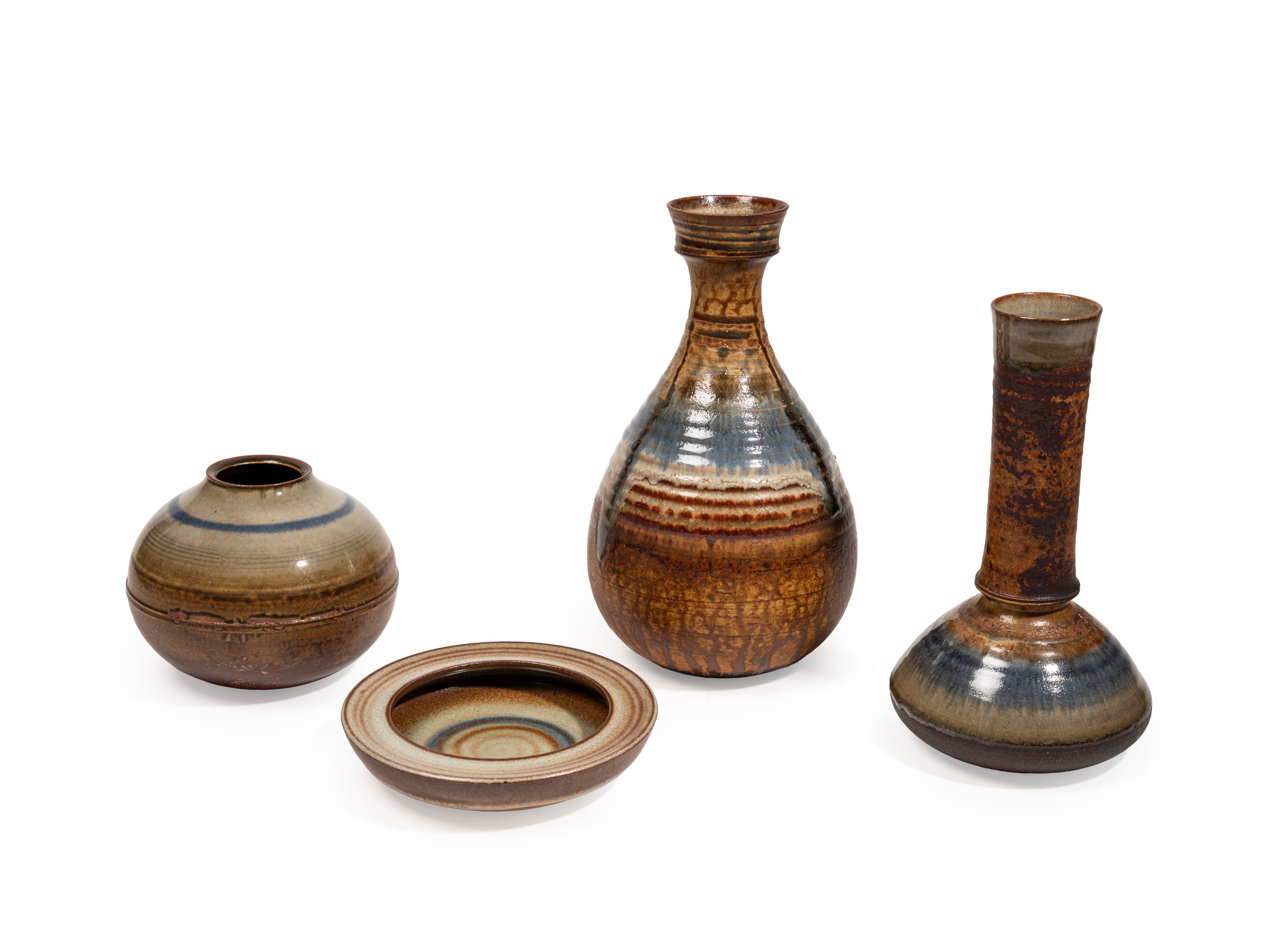 Nanni Valentini - Gruppo di vasi e ciotola in ceramica smaltata