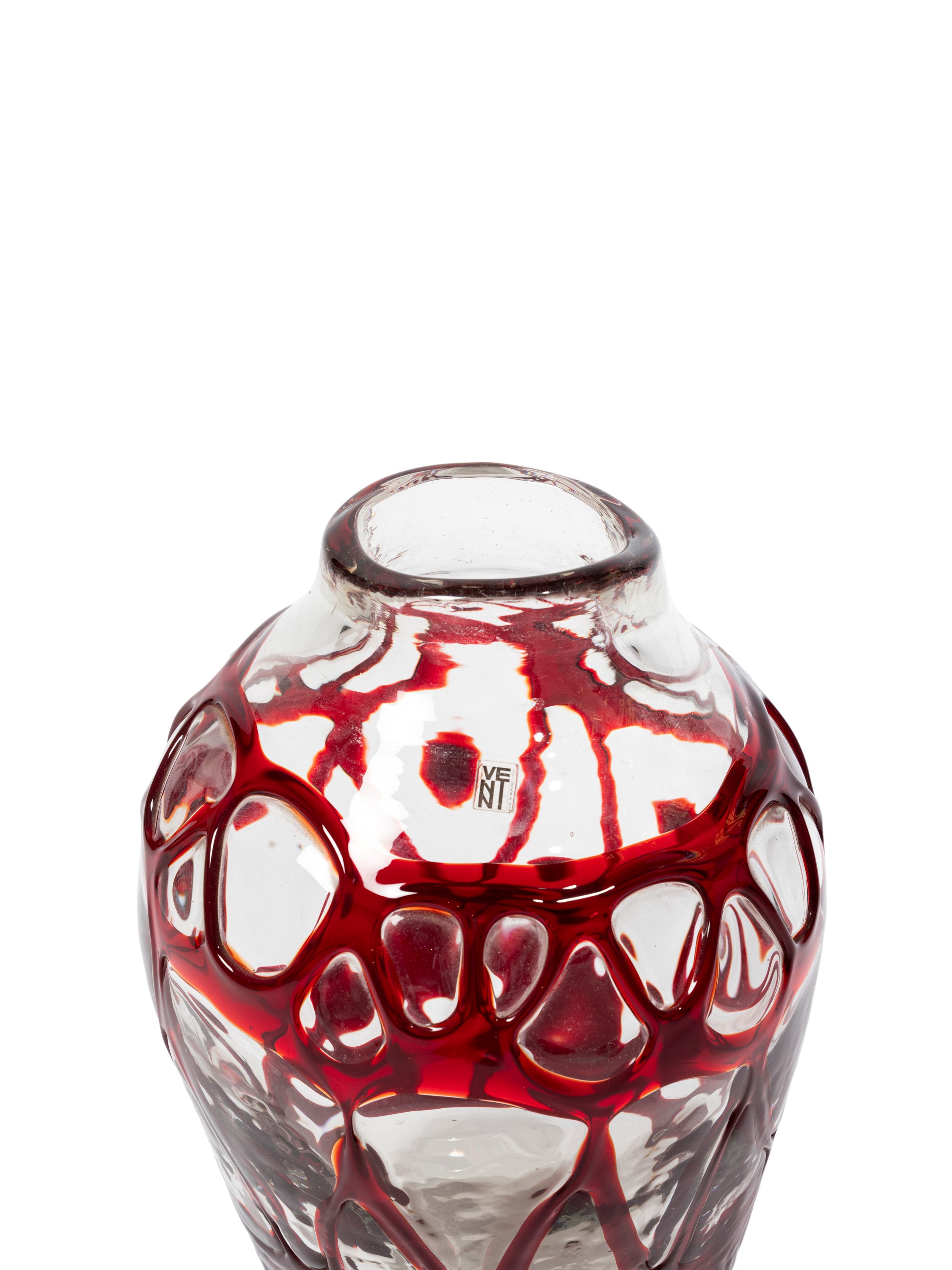 Fulvio Bianconi - Vaso prototipo in vetro trasparente e rosso (1968)