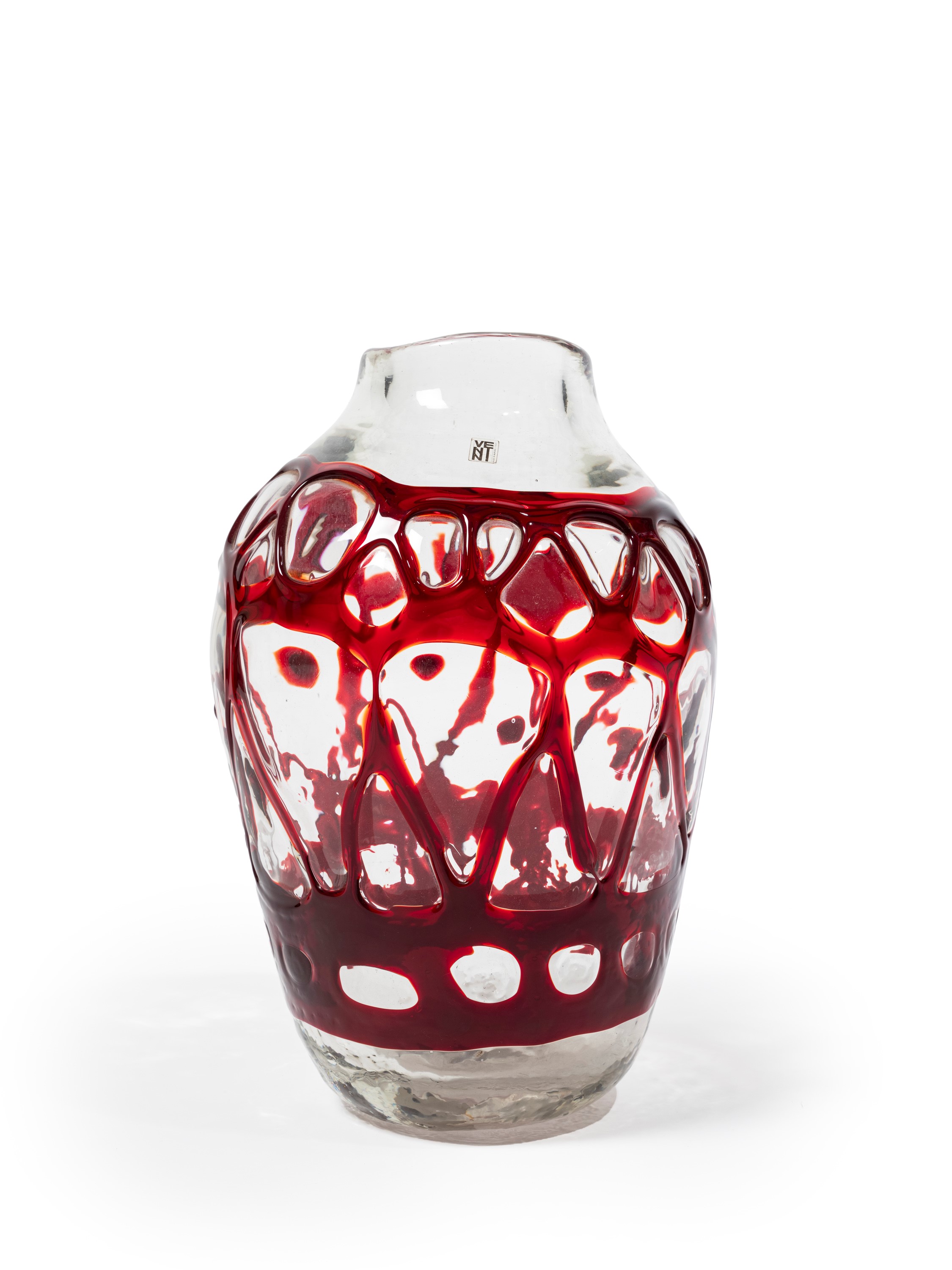 Fulvio Bianconi - Vaso prototipo in vetro trasparente e rosso (1968)