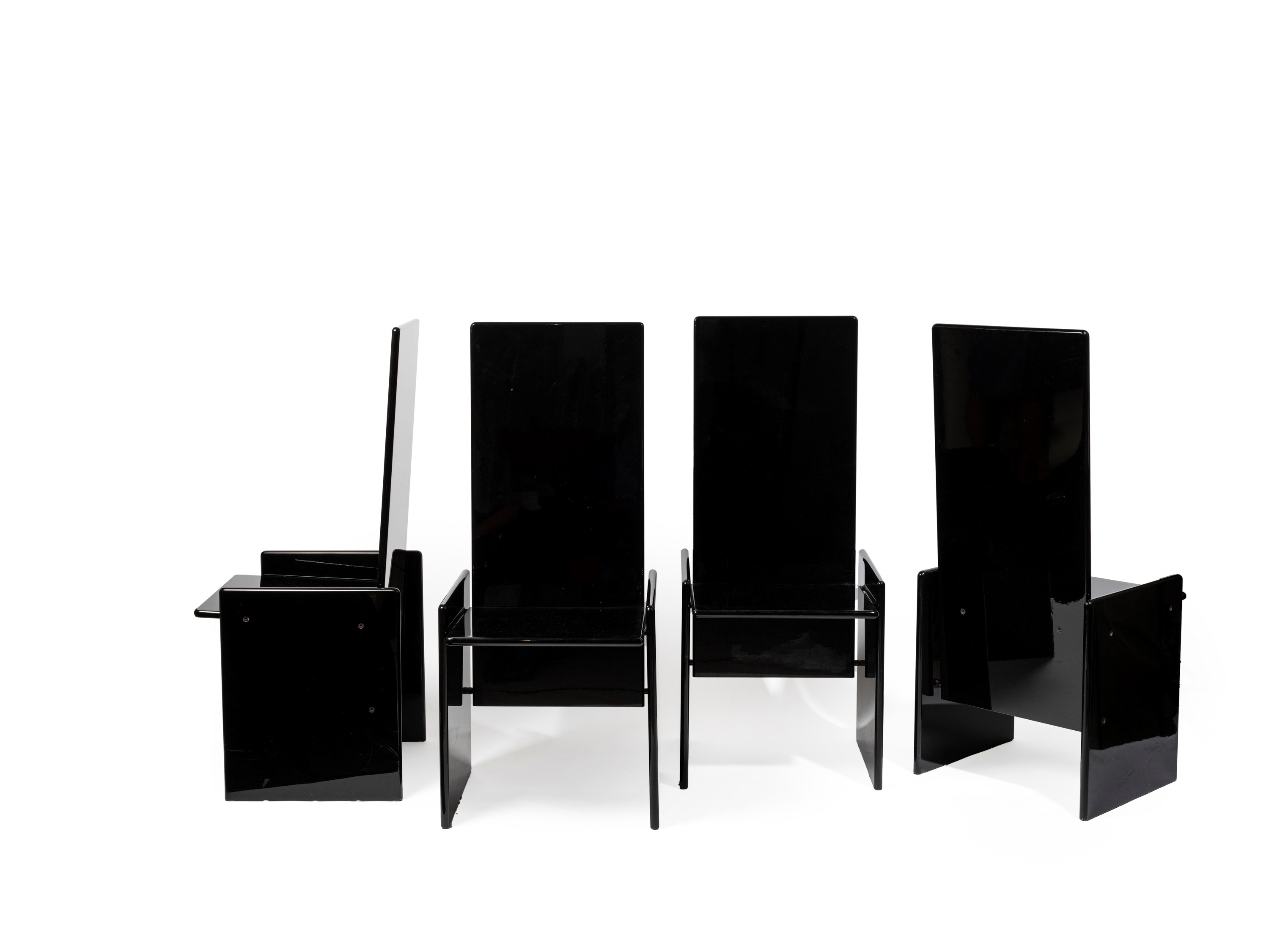 Kazuhide Takahama - Sedie modello Kazuki, set di quattro, legno laccato nero