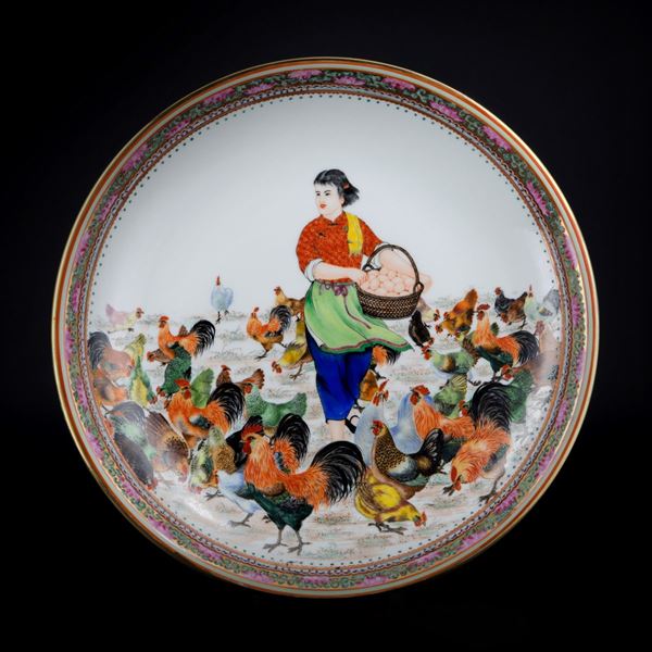A RARE CULTURAL REVOLUTION PORCELAIN DISH