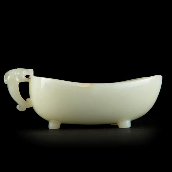 A PALE CELADON JADE POURING VESSEL, YI