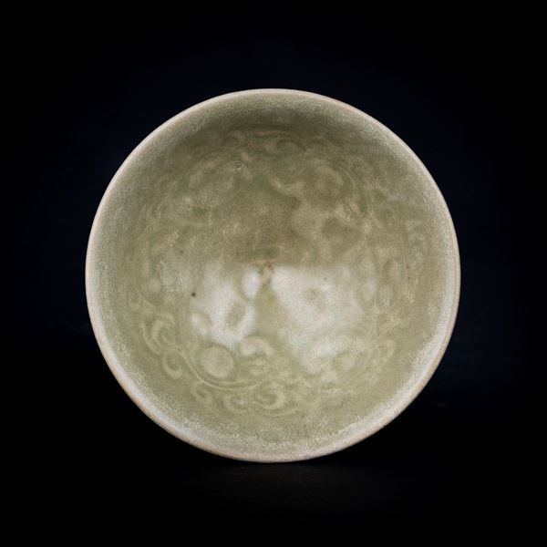 Yaozhou conical cup with two boys