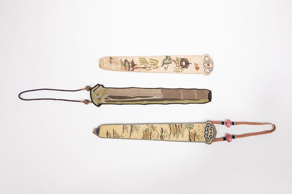 THREE SILK FAN-CASES