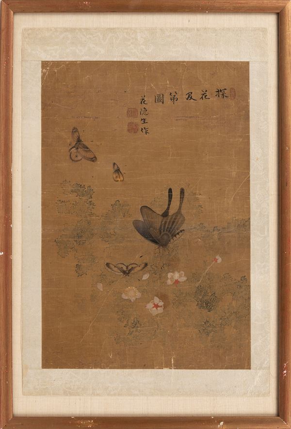 A PAINTING ON SILK SIGNED BY HUAYINSHENG HUO