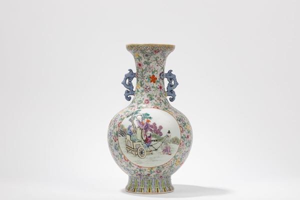 A MILLEFLEURS PORCELAIN VASE