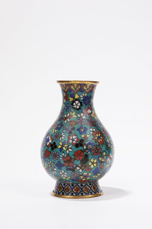 A SMALL CLOISONNE VASE